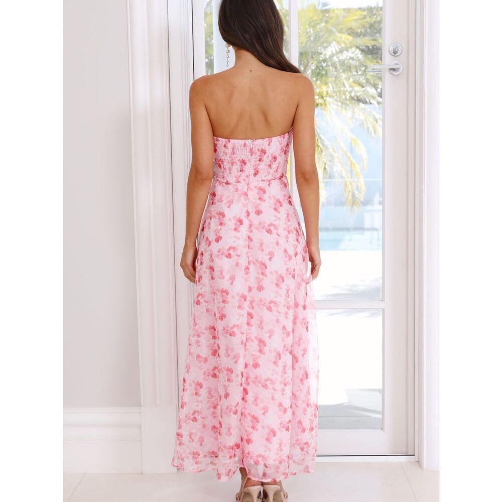 Hello Molly Pink Floral Strapless Maxi Dress - Picture 2 of 5
